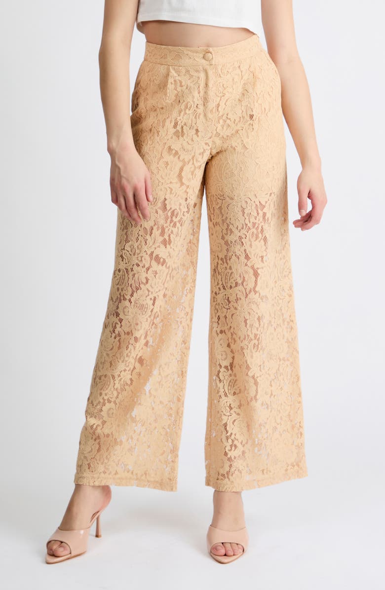 Extro & Vert Andrey Lace Trousers, Alternate, color, Tan