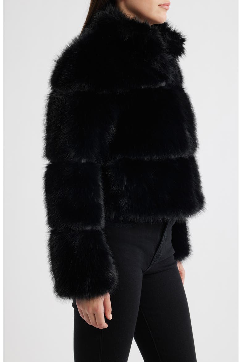Chubby Crop Faux Fur Jacket, Alternate, color, BLACK