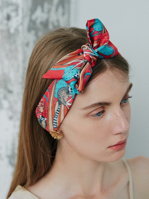 Lost Pattern Nyc "madagascar" Silk Skinny Scarf In Multi