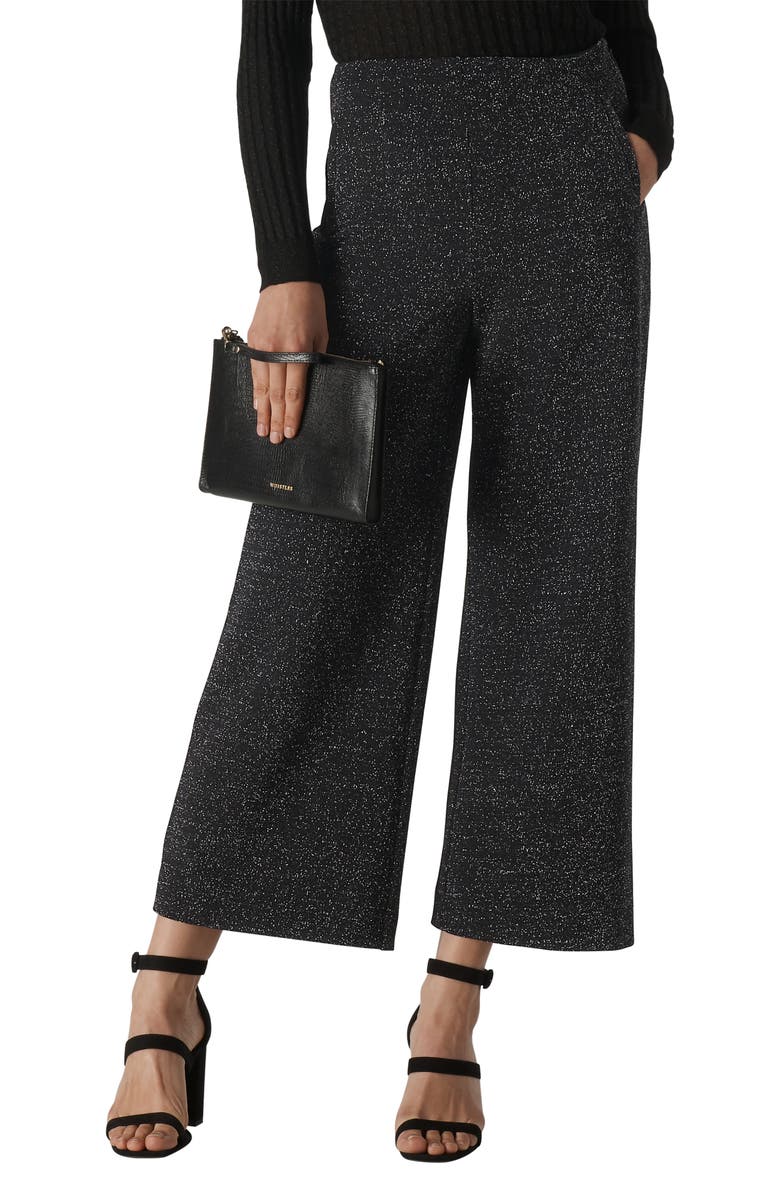Whistles Metallic Wide Leg Ponte Trousers, Main, color, 