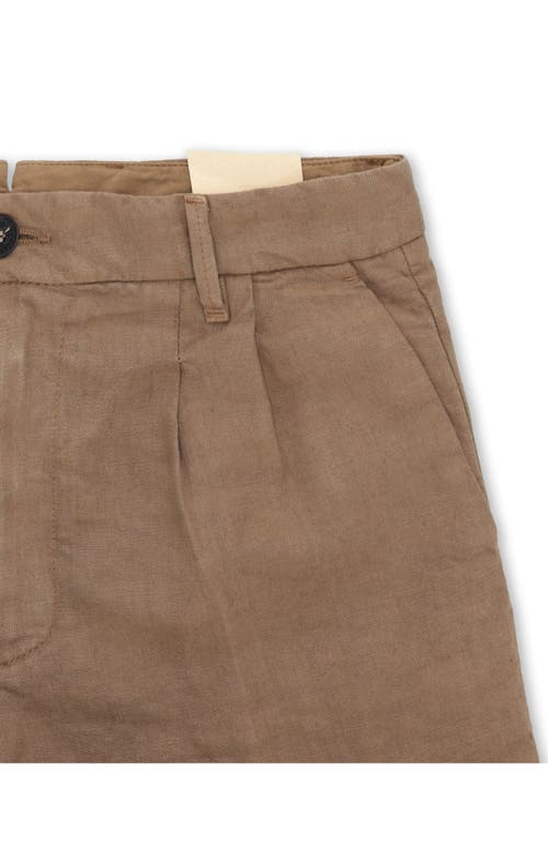 Fortela Beachshort Linen Short With Pleats In Brown