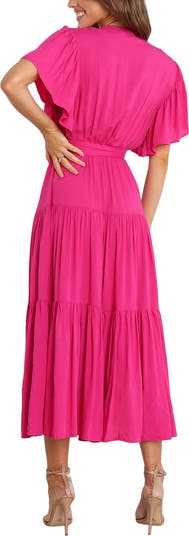 Barker Flutter Sleeve Tiered Dress