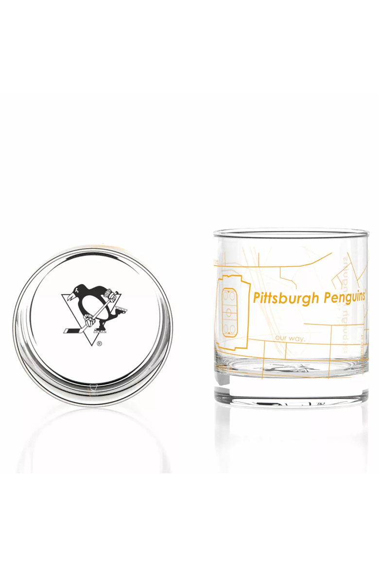 NHL Arena Map Glasses - Set of 2, Alternate, color, Pittsburgh Penguins