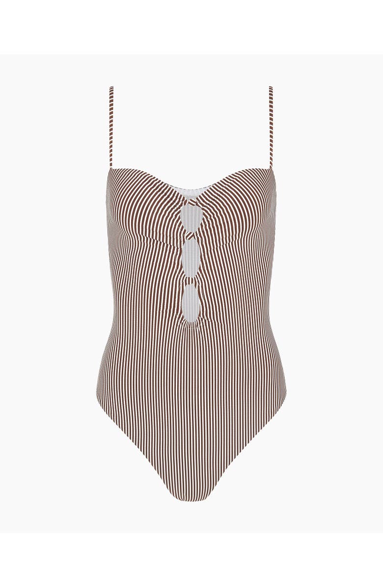 Onia Colette One-Piece, Alternate, color, Brown/White