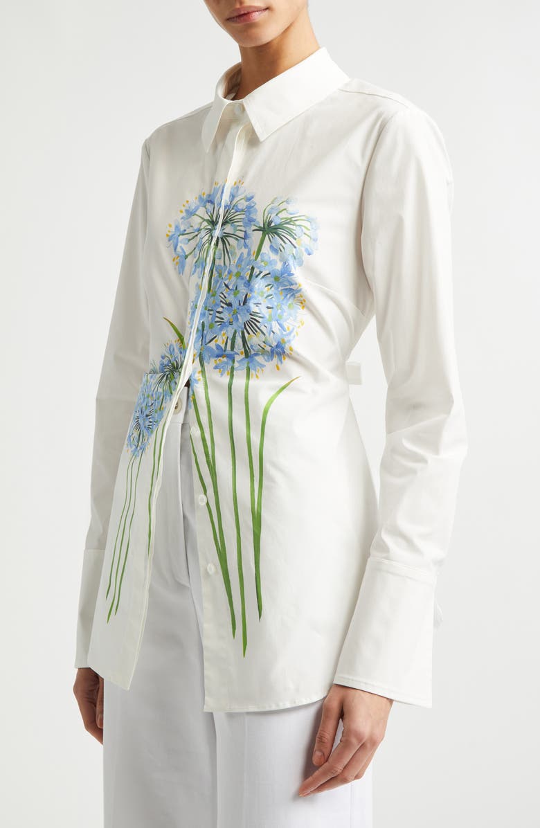 Oscar de la Renta Allium Cotton Poplin Blouse, Alternate, color, Blue/ White