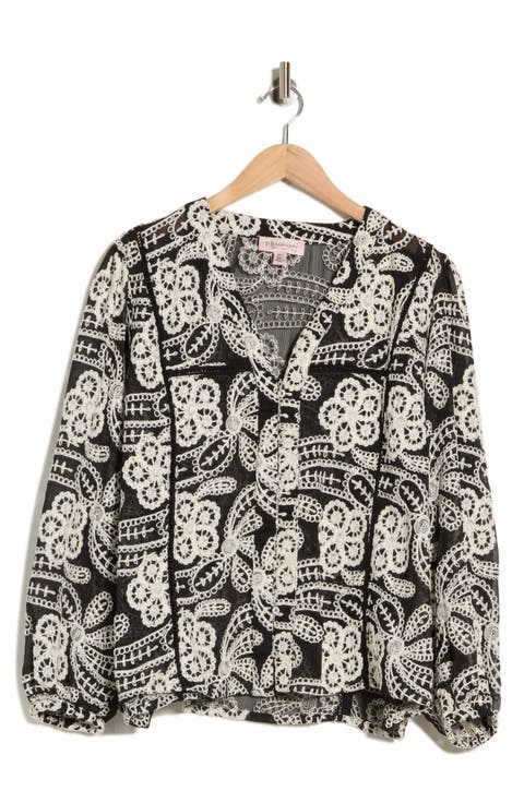 Eyelet Buttoned Top