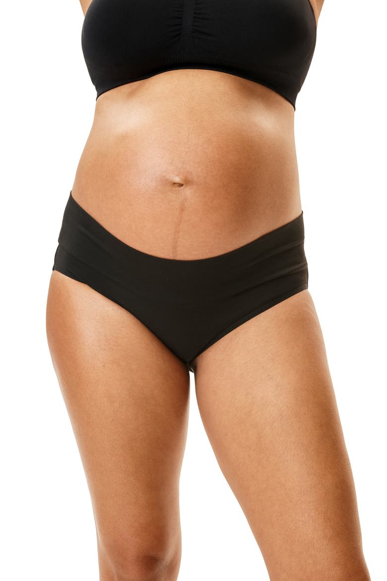 Motherhood Women's Maternity Cotton Foldover Waistband Brief Panty, 3-Pack, Alternate, color, Heather Grey/ Nude/Core Black