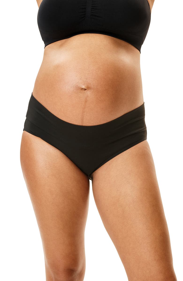 MOTHERHOOD MATERNITY Motherhood Women's Maternity Cotton Foldover Waistband Brief Panty, 3-Pack, Alternate, color, Heather Grey/ Nude/Core Black