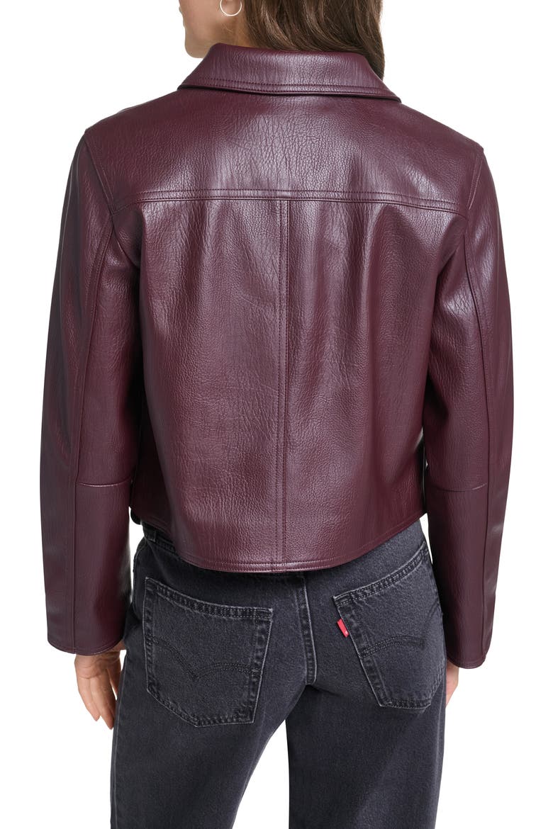 Crop Faux Leather Jacket, Alternate, color, OXBLOOD