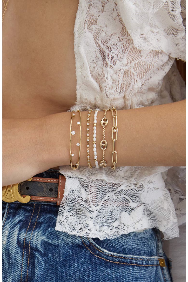 14K Gold Mariner Station Bracelet, Alternate, color, 14K YELLOW GOLD