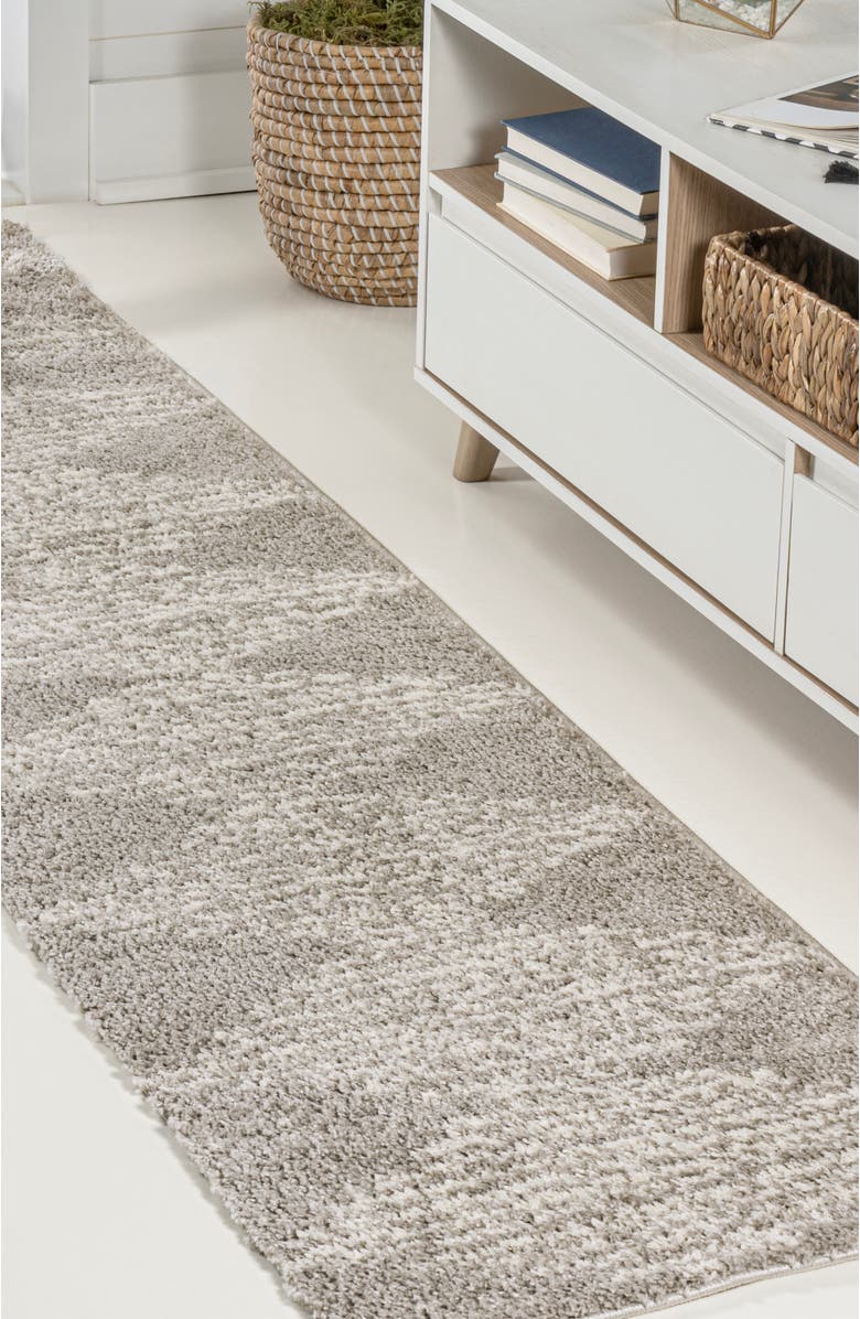 JONATHAN Y Elm Diamond Stripe Geometric Shag Area Rug, Alternate, color, Gray/Ivory