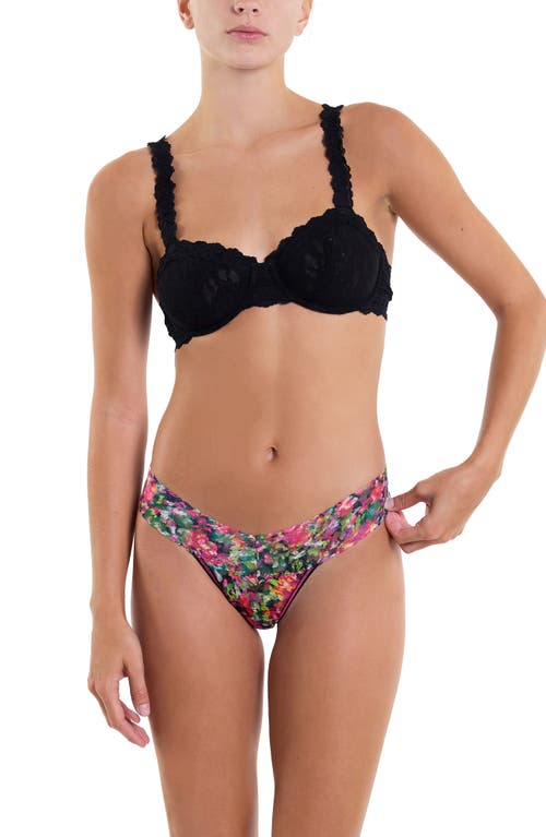 Hanky Panky Print Low Rise Thong In Celebration Black