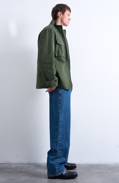 Topman Double Pocket Cotton Canvas Jacket In Green