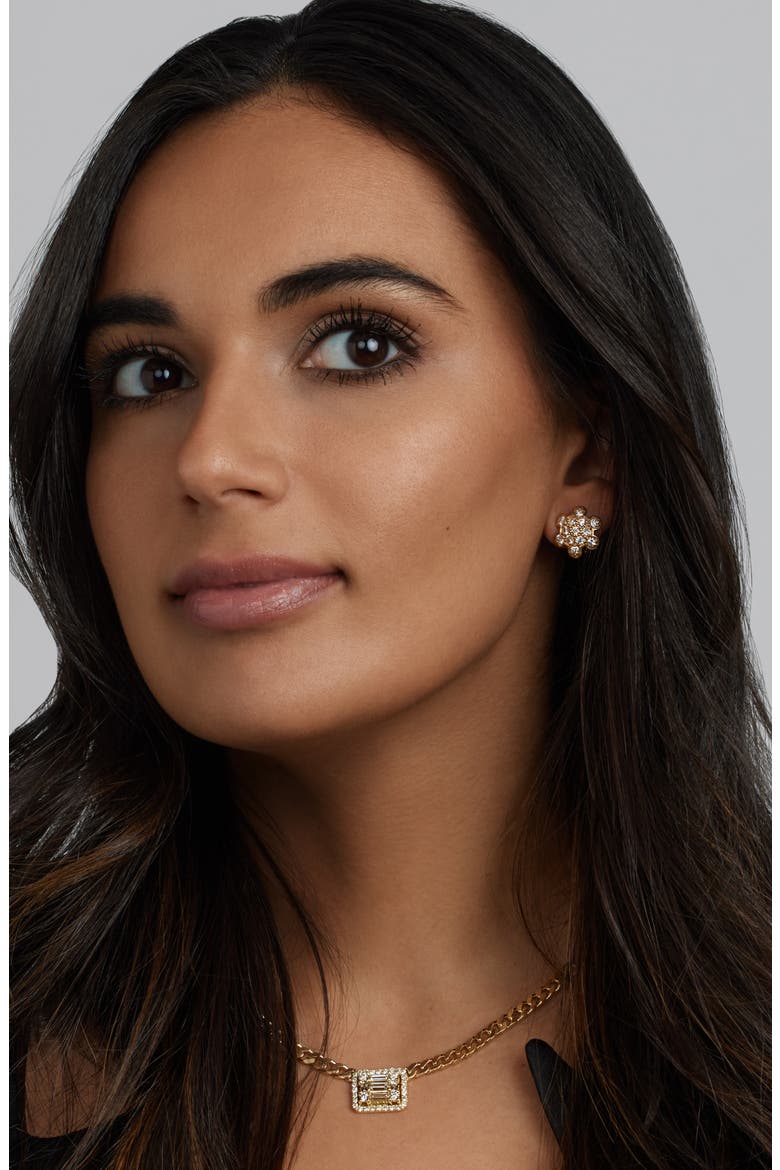 Turtle Back Diamond Pavé Stud Earrings, Alternate, color, 18K YELLOW GOLD
