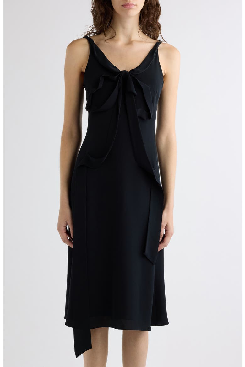 Dowla Bow Heavy Silk Georgette Dress, Alternate, color, BLACK