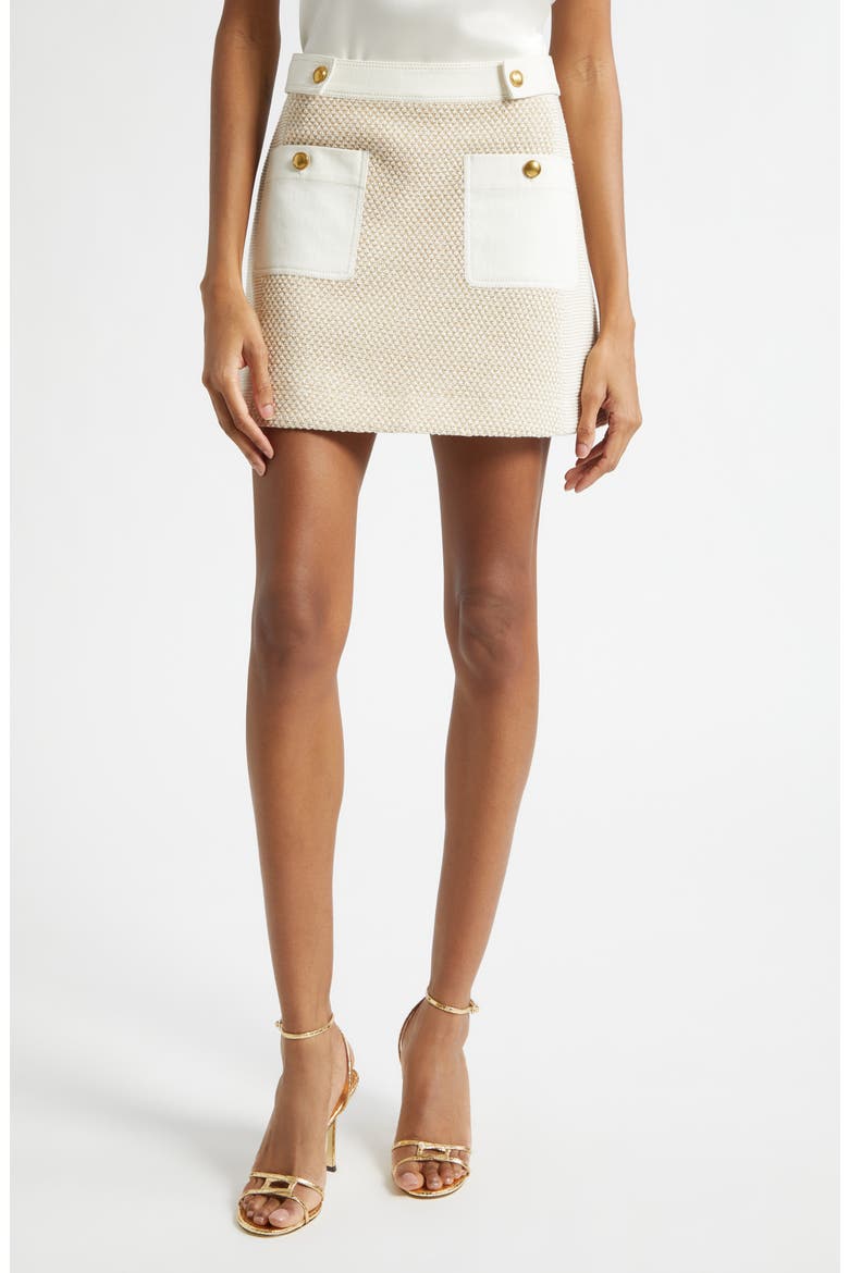 Gili Tweed Miniskirt, Main, color, SANDSTONE TWEED