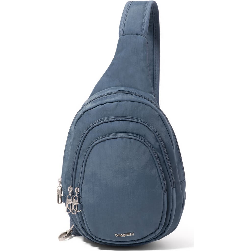 Baggallini Securtex Anti-theft Multi Zip Sling In Blue