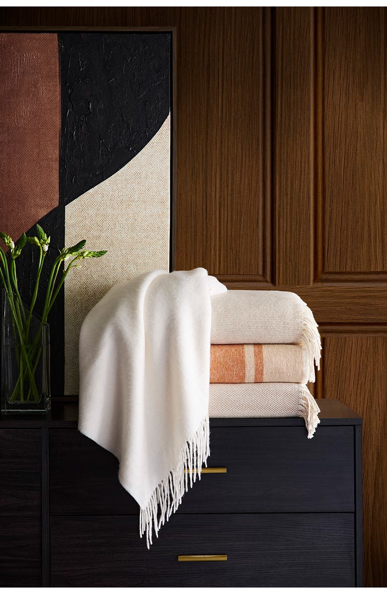 SFERRA Viletta Throw Blanket, Alternate, color, Sand/ Rust