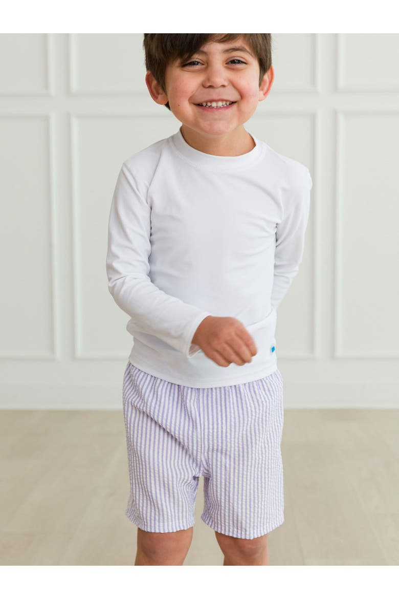 Baby Boys UPF50+ Swim Trunks, Alternate, color, Lavender Seersucker