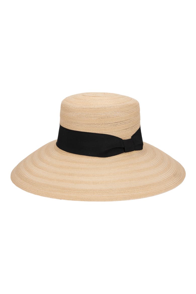 Mabel Ribbon Trim Wide Brim Sun Hat, Main, color, TAN