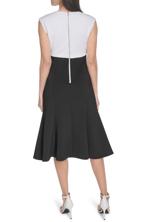 CALVIN KLEIN CALVIN KLEIN COLORBLOCK SLEEVELESS A-LINE MIDI DRESS 