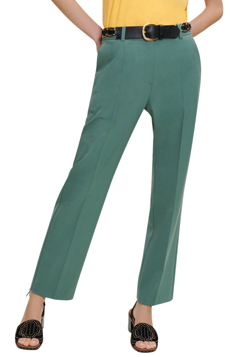 Pillette Belted Pleat Front Pants, Main, color, GREEN