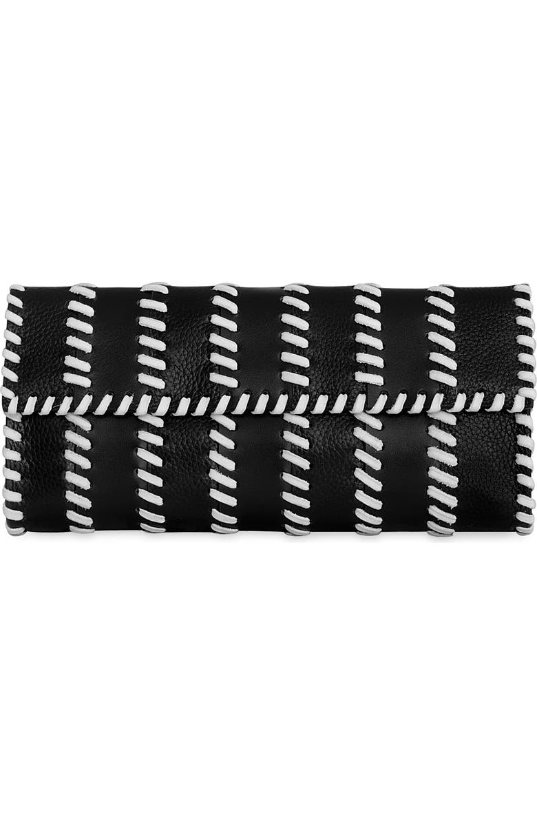 Rebecca Minkoff Whipstitch Patchwork Leather Clutch, Main, color, Black/ White