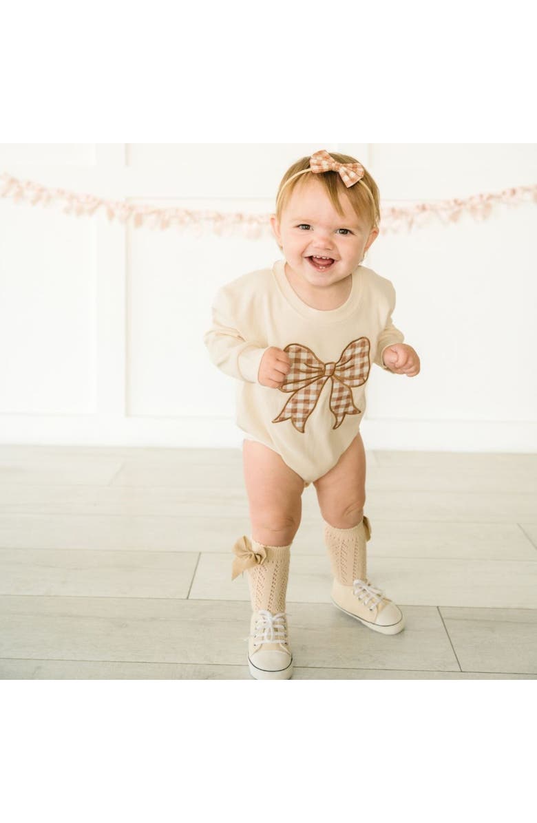 Sweet Wink Gingham Printed Tulle Bow Baby Headband, Alternate, color, Multicolor