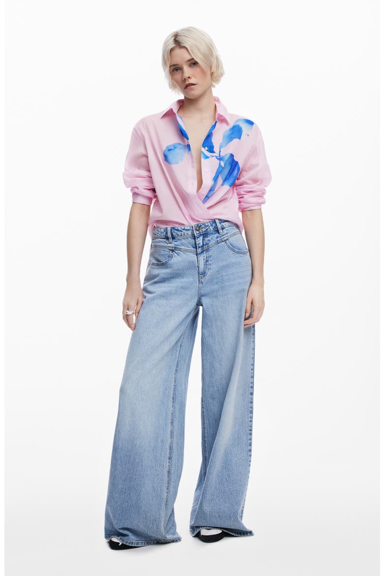Relaxed Fit Cotton Button-Up Shirt, Alternate, color, PINK