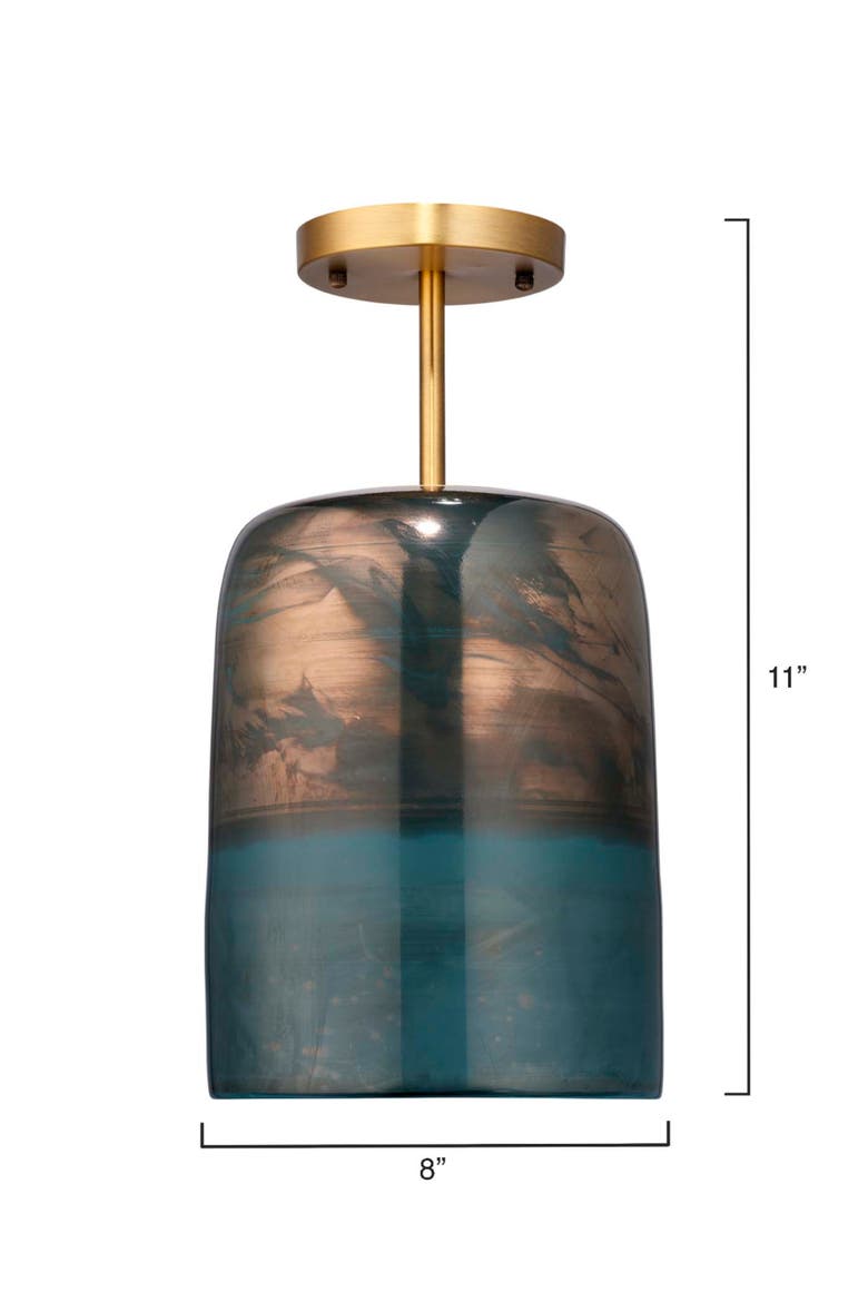 Vapor Glass Semi-Flush Mount, Aqua, Alternate, color, Aqua Metallic Glass