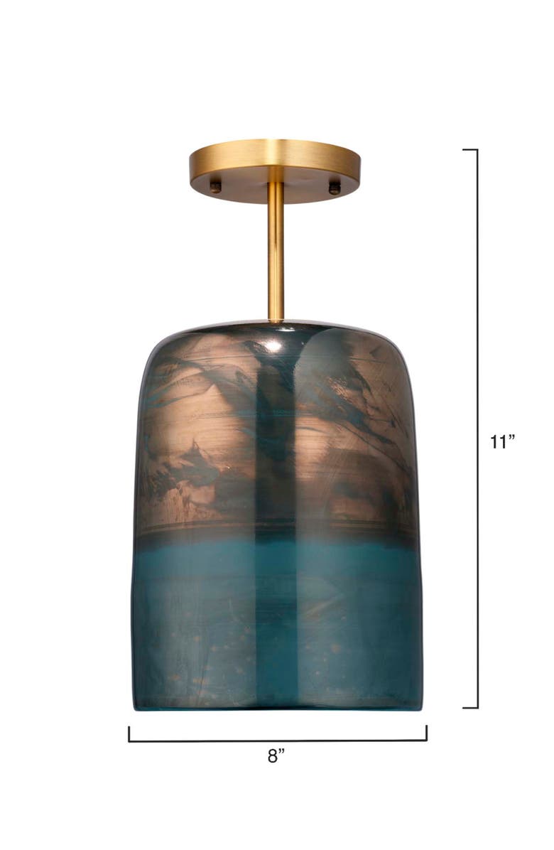 JAMIE YOUNG Vapor Glass Semi-Flush Mount, Aqua, Alternate, color, Aqua Metallic Glass