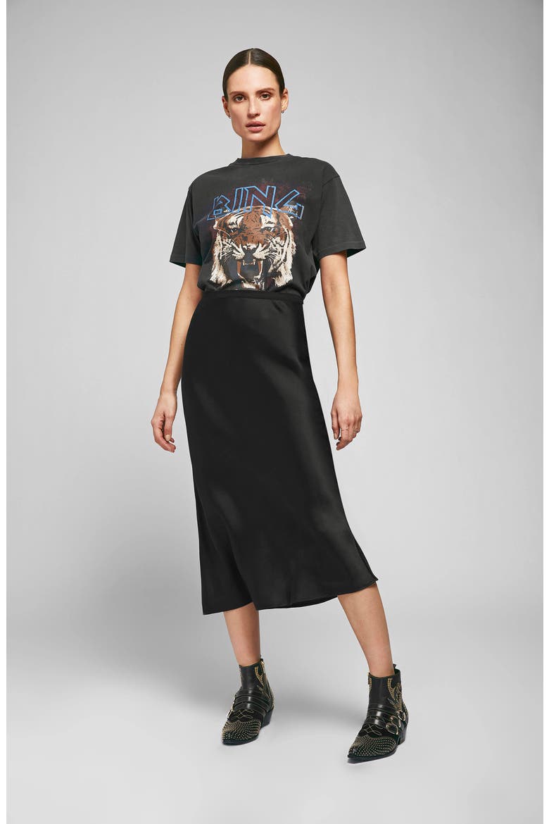 Bar Silk Skirt, Alternate, color, Black