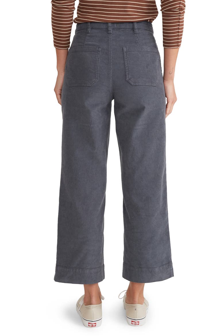 Bridget High Waist Crop Wide Leg Corduroy Pants, Alternate, color, NAVY