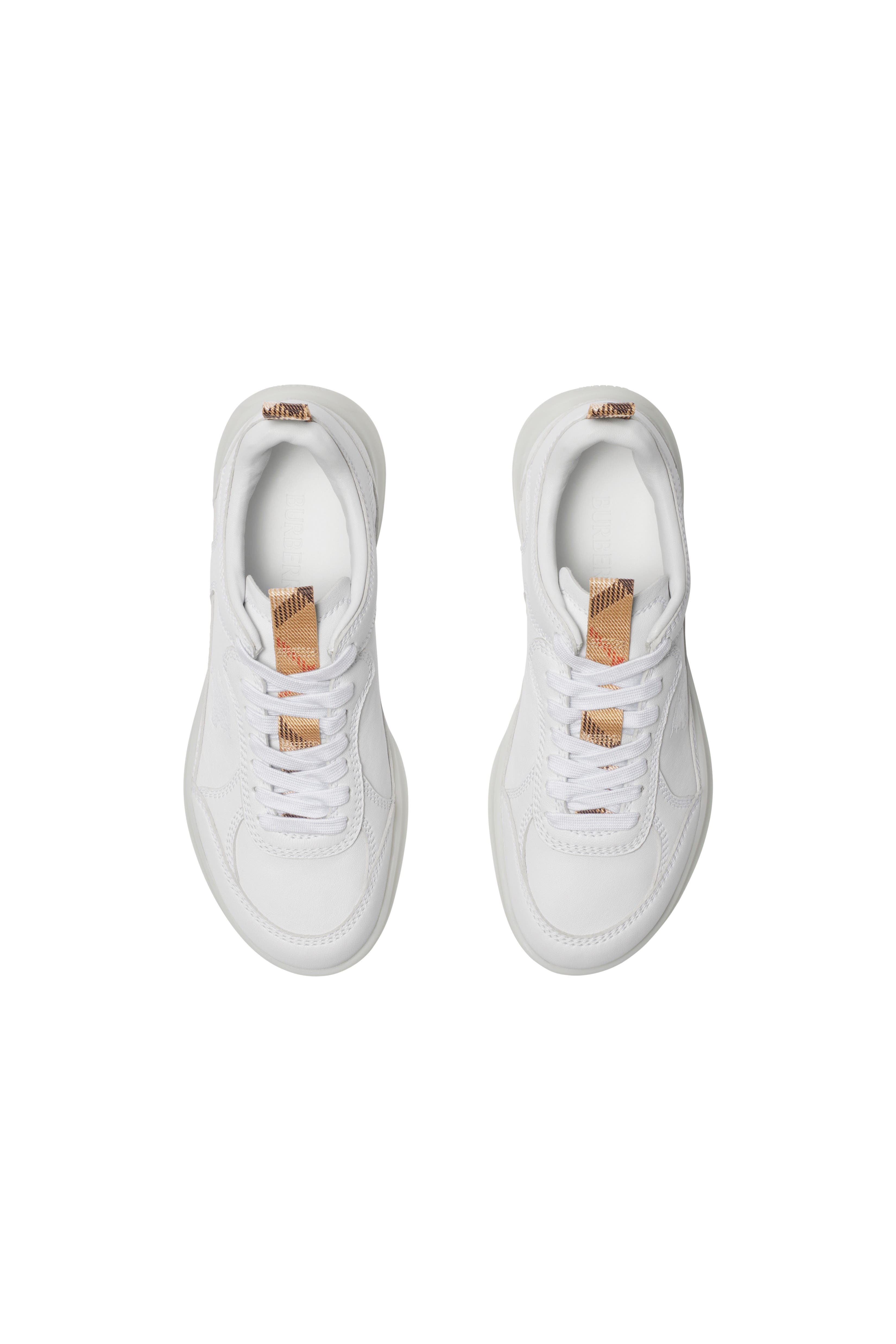 Burberry Leather Matrix Sneakers, Alternate, color, Optic White