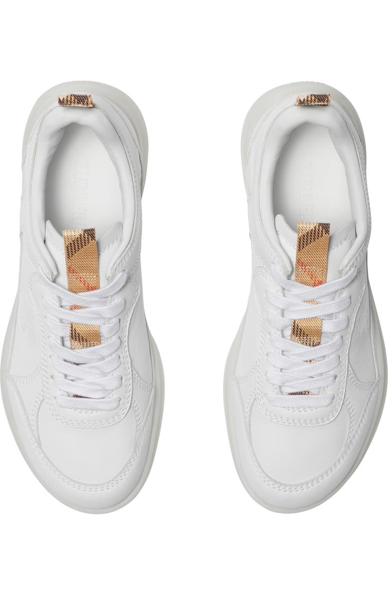Burberry Leather Matrix Sneakers, Alternate, color, Optic White