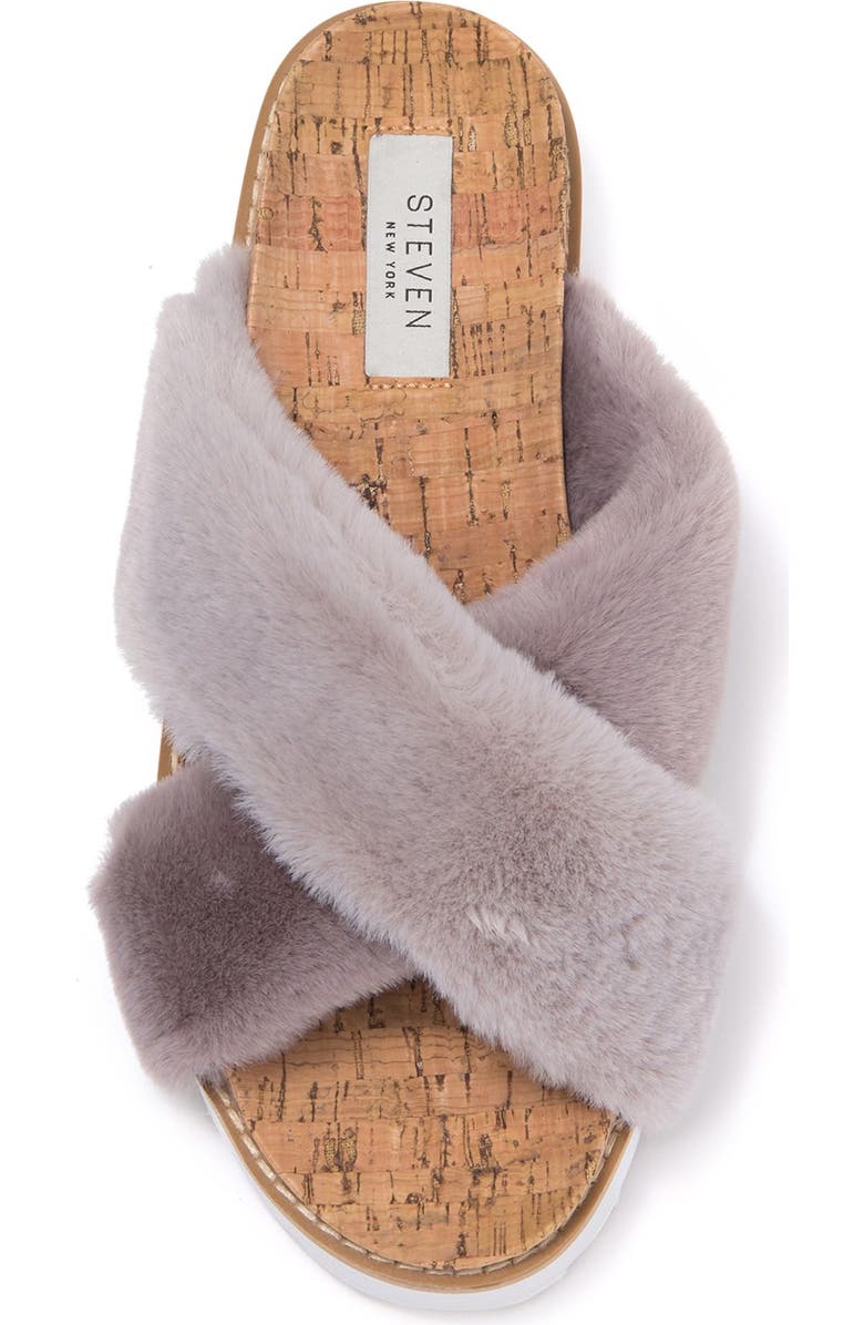 Steven New York Cado Faux Fur Sandal, Alternate, color,