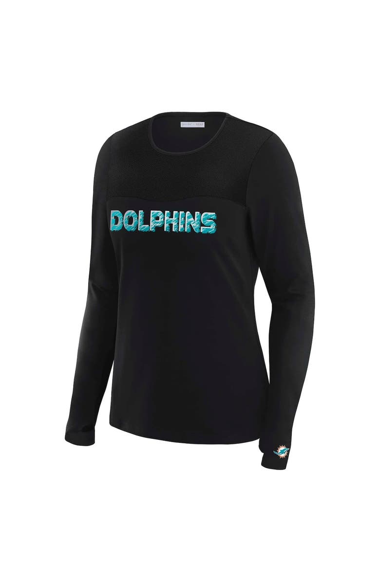 WEAR by Erin Andrews Women's WEAR by Erin Andrews x Gracie Hunt Black Miami Dolphins Mesh Panel Long Sleeve T-Shirt, Alternate, color, Black