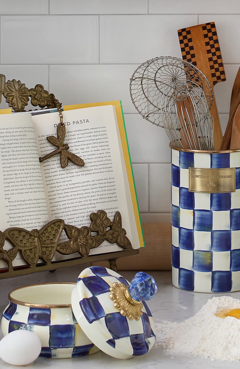 MACKENZIE CHILDS Royal Check Enameled Steel Squashed Pot, Alternate, color,