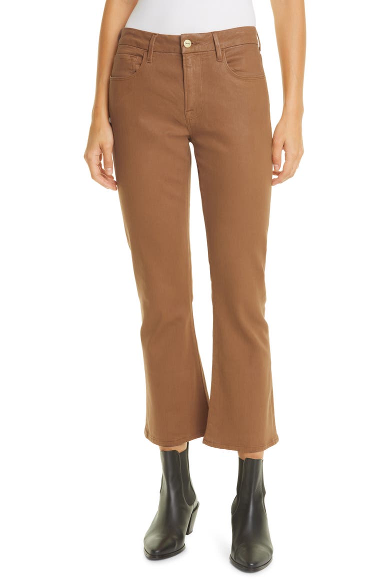 Le Crop Coated Mini Bootcut Jeans, Main, color, VICUNA