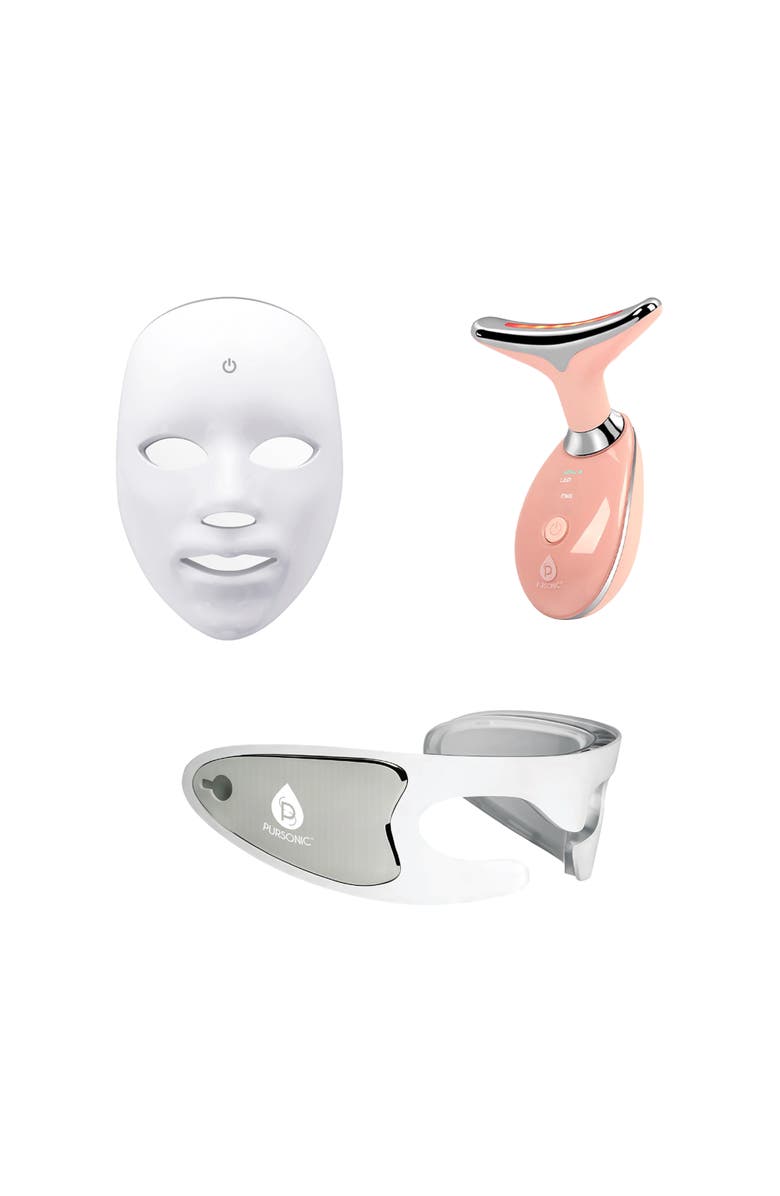 PURSONIC Ultimate LED Rejuvenation Set Face Mask, Eye Mask & 7-in-1 Light Therapy Device, Main, color, White