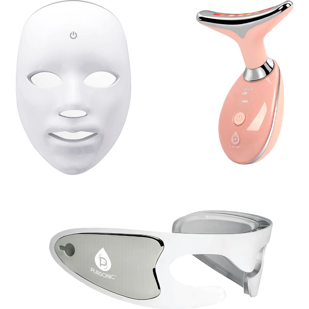 Pursonic Ultimate Led Rejuvenation Set Face Mask, Eye Mask & 7-in-1 Light Therapy Device In White