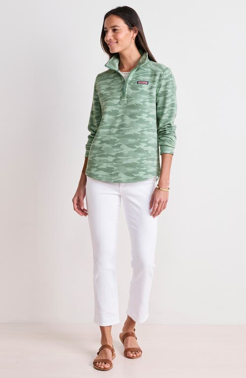 Vineyard Vines Leopard Dreamcloth® Relaxed Shep Quarter Zip Shirt In Green