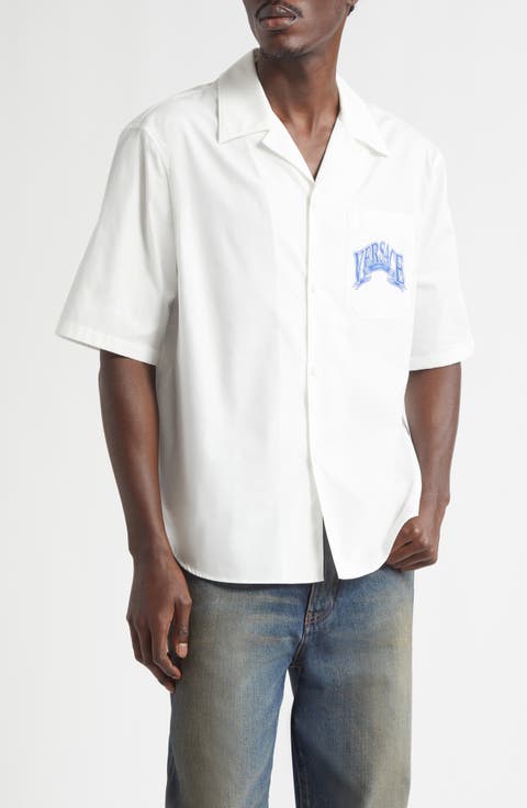 Medusa Logo Cotton Poplin Camp Shirt
