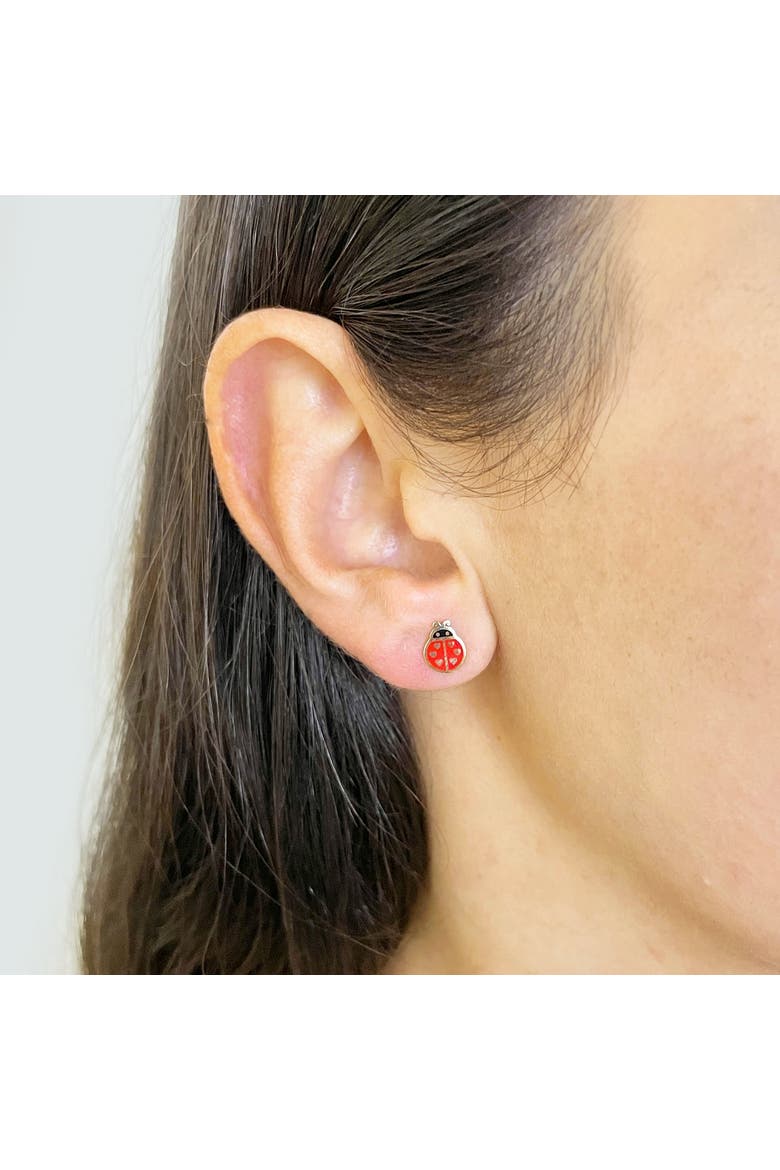 Ladybug Enamel Stud Earrings, Alternate, color, Red Enamel