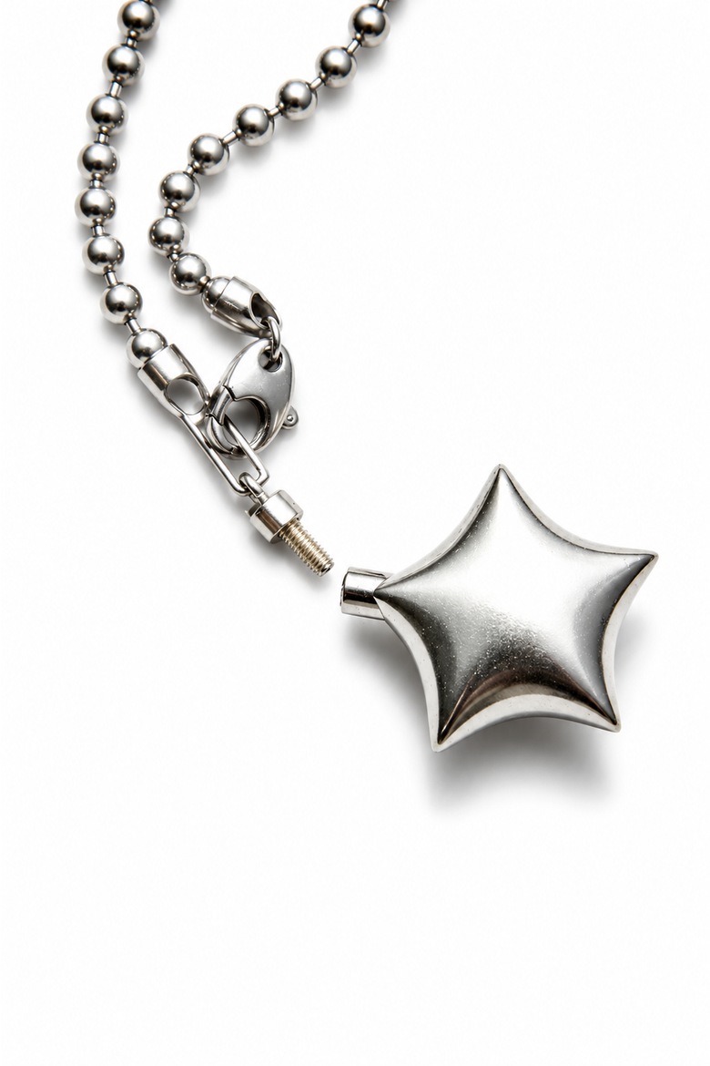 Puffed Star Necklace II, Alternate, color, Silver