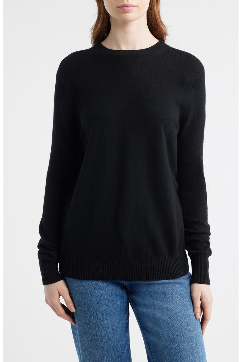 Rochelle Wool & Cashmere Crewneck Sweater, Main, color, BLACK