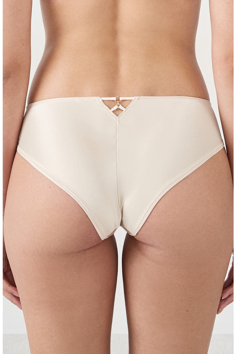 Envolee Lace & Satin Hipster Panties, Alternate, color, BEIGE/ GOLD