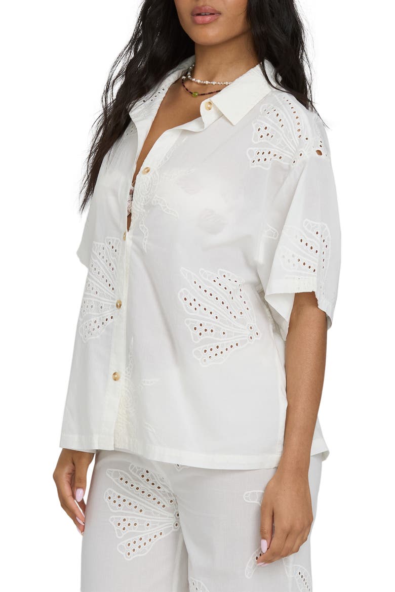 Beach Livin' Embroidered Eyelet Cover-Up Shirt, Alternate, color, SALT CRYSTAL