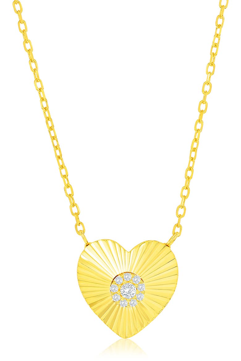 Cubic Zirconia Heart Pendant Necklace, Main, color, GOLD