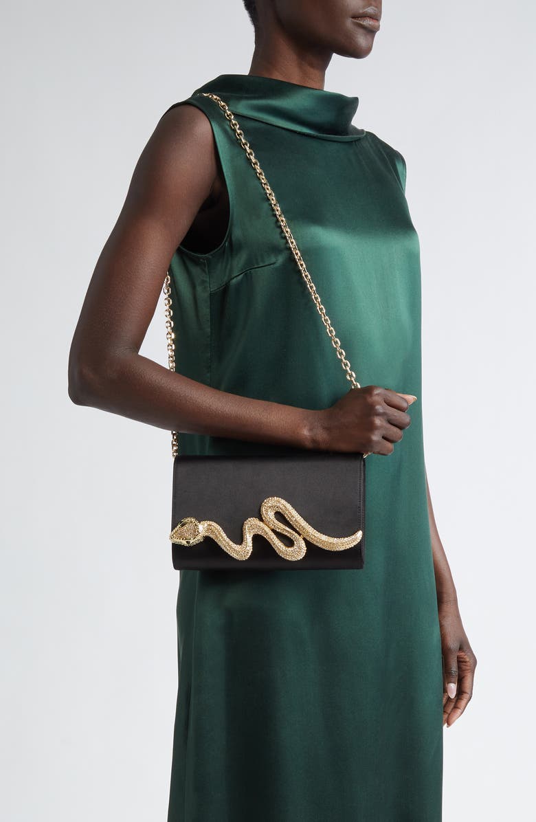 JUDITH LEIBER COUTURE Fizzoni Serpent Satin Clutch, Alternate, color,